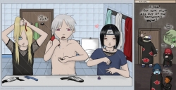 hidan itachi e deidara in bagno XD